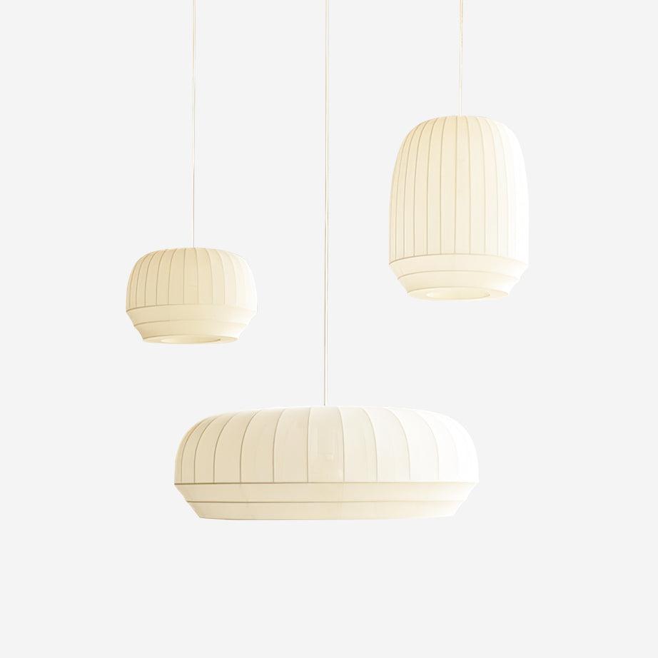 Taro lámpara colgante de tela blanca moderna minimalista con líneas verticales