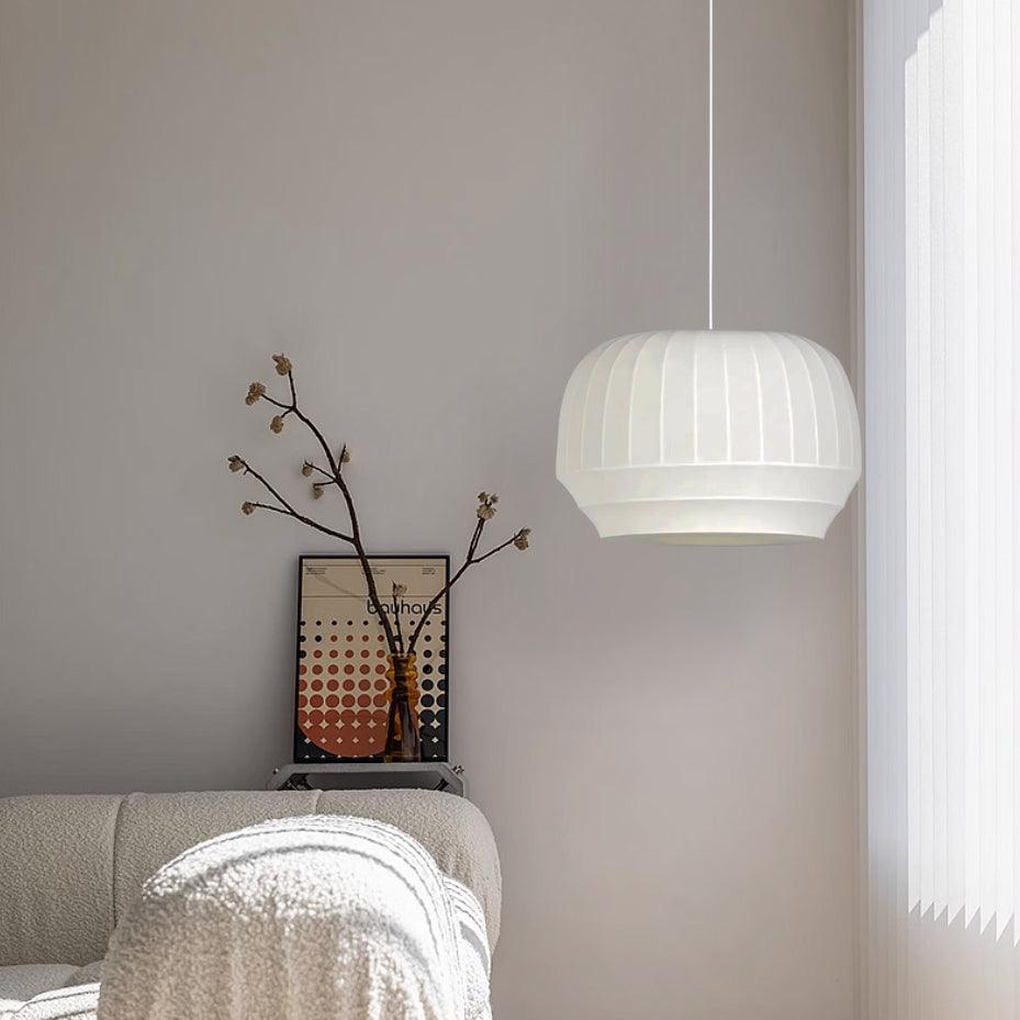 Taro lámpara colgante de tela blanca moderna minimalista con líneas verticales