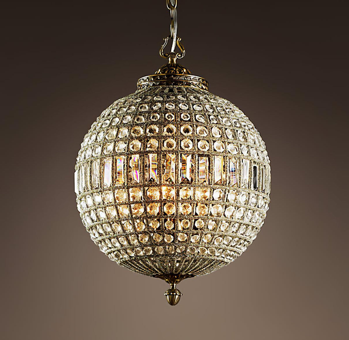 Elyinissa lámpara de araña Globo dorado cristal Vintage