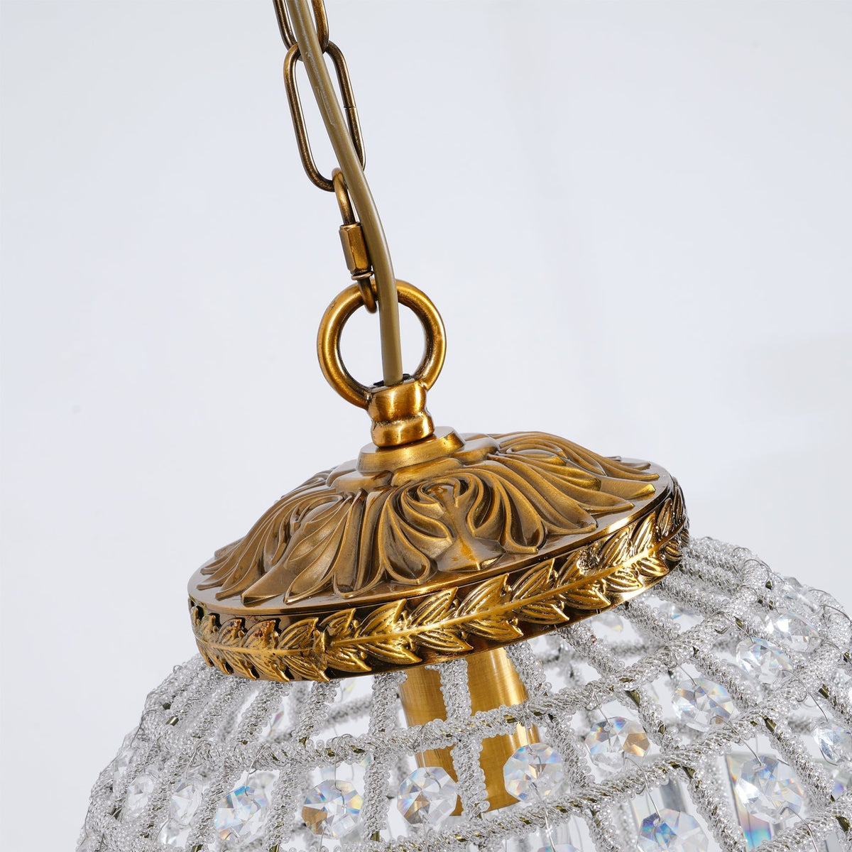 Elyinissa lámpara de araña Globo dorado cristal Vintage