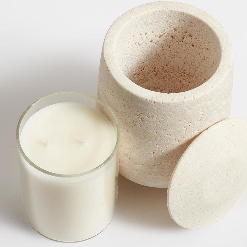 Sovel elegante interior moderno con soporte para velas de piedra natural travertino