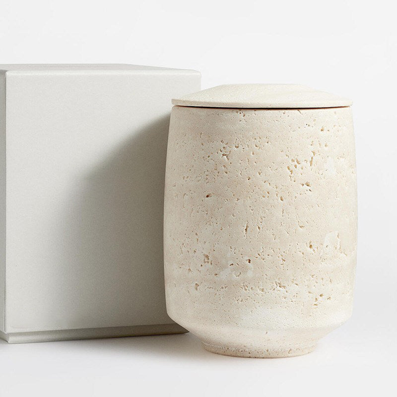 Sovel elegante interior moderno con soporte para velas de piedra natural travertino