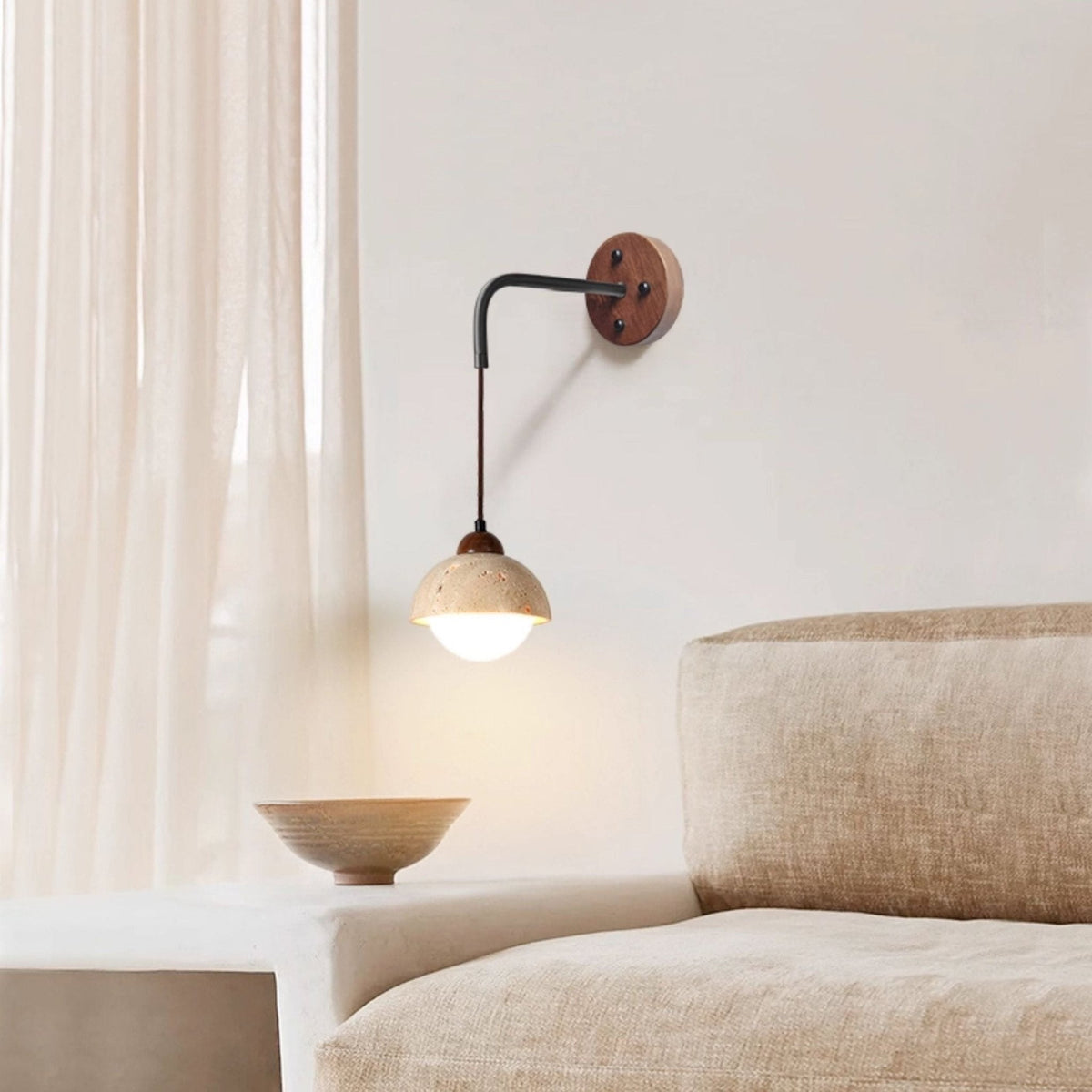 Aplique de pared de travertino Swing Arm