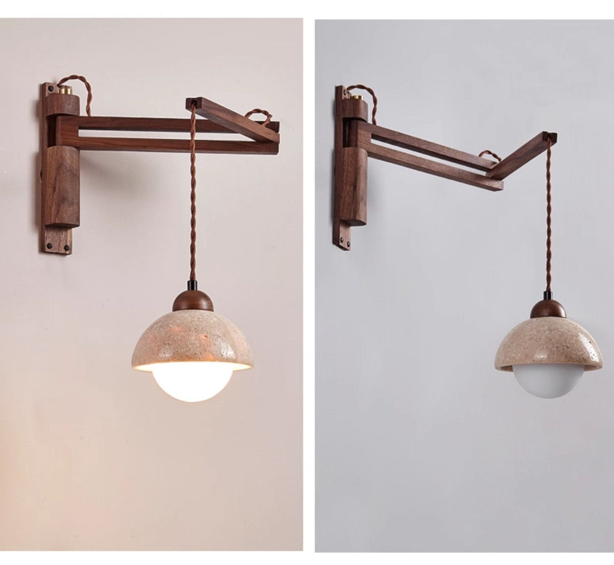 Aplique de pared de travertino Swing Arm