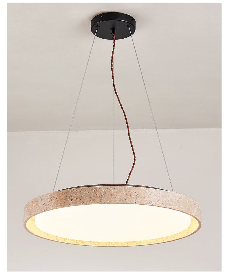 Seranena lámpara colgante de círculo en travertino con LED