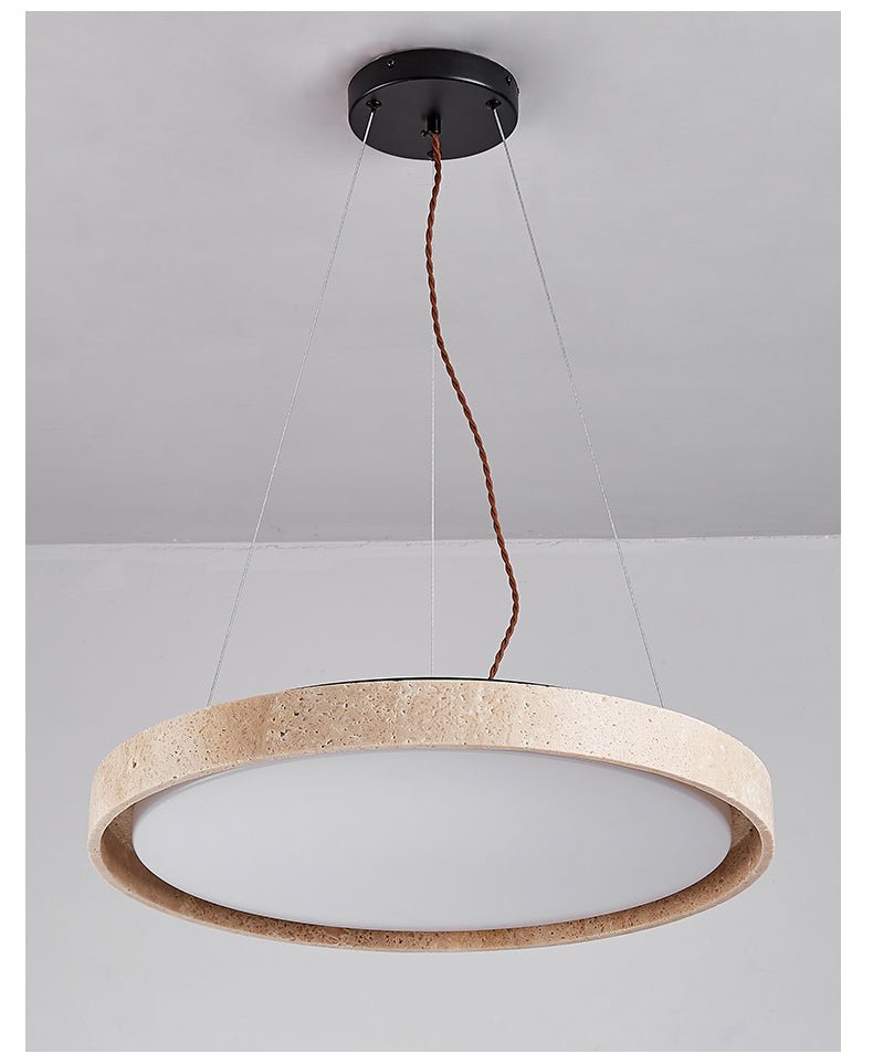 Seranena lámpara colgante de círculo en travertino con LED