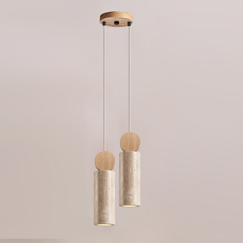 Ashton lámpara colgante travertino cilindro disco