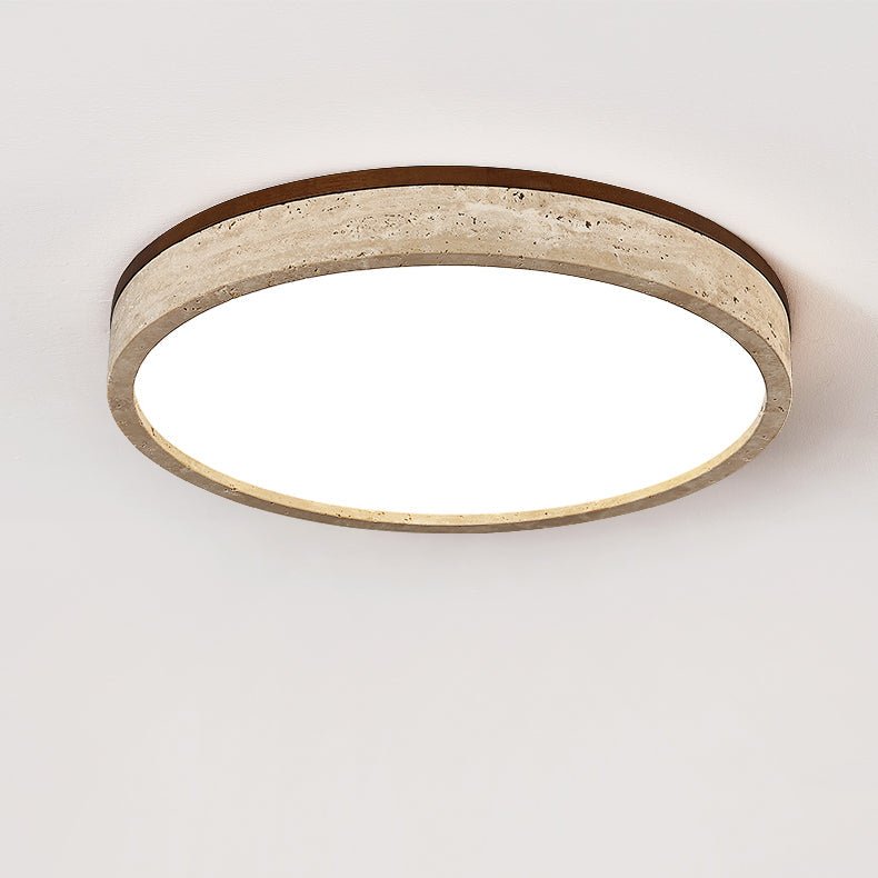 Xoan lámpara de techo Glowly con halo redondo de travertino