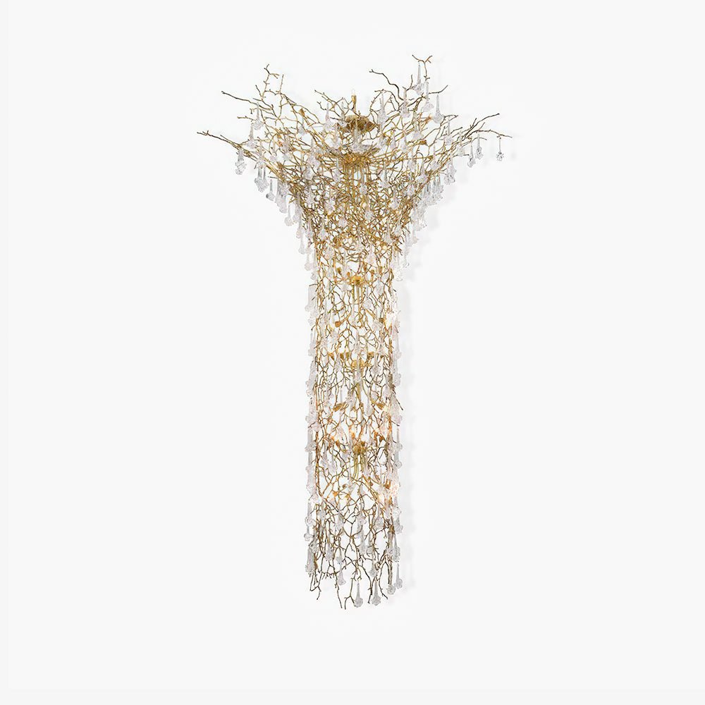 Abeleisa lámpara de araña de rama de árbol en latón con cristal para escalera