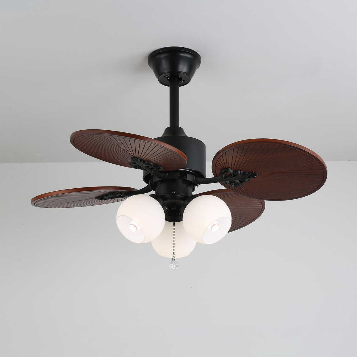Celiira ventilador de techo con luz Tropical de vidrio