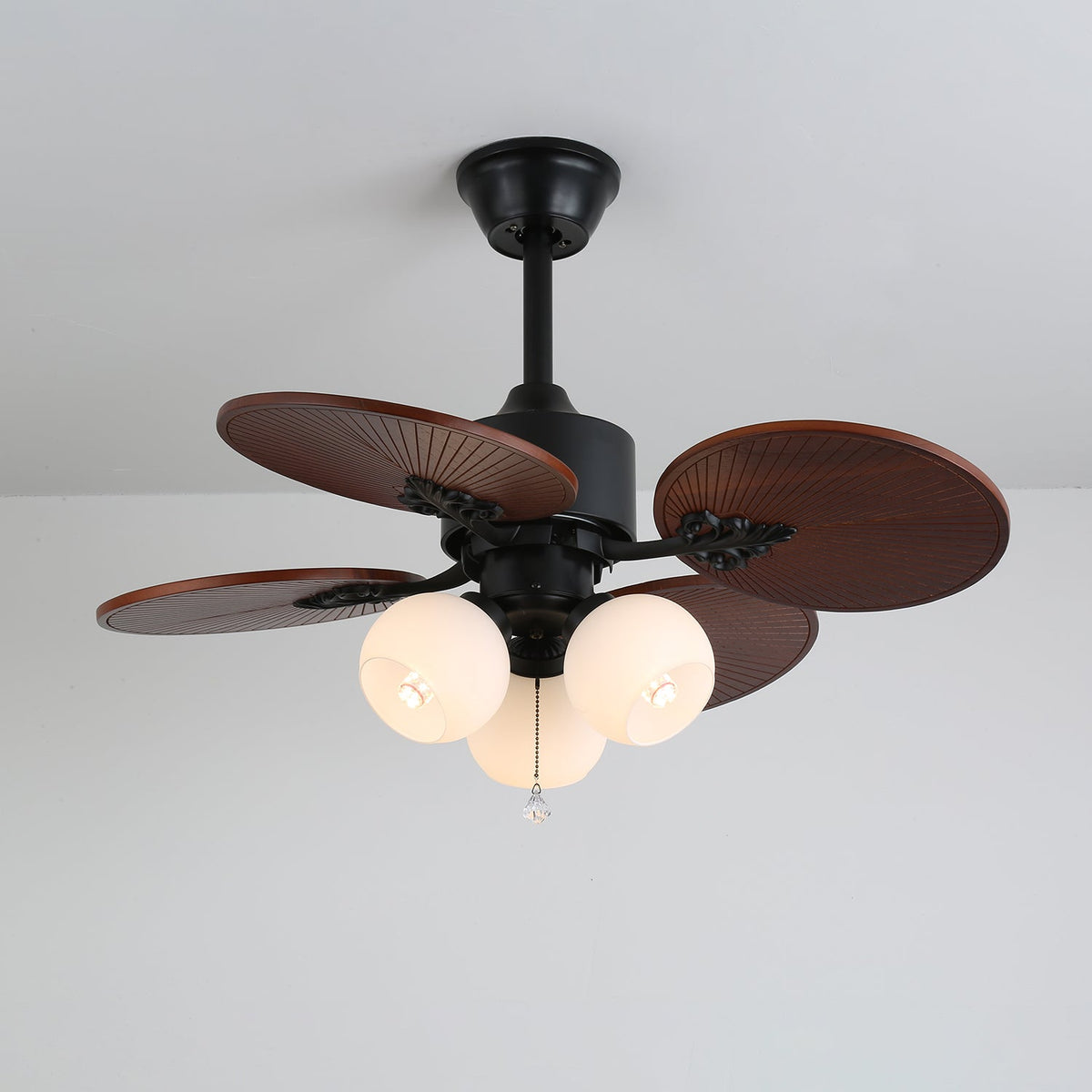 Celiira ventilador de techo con luz Tropical de vidrio