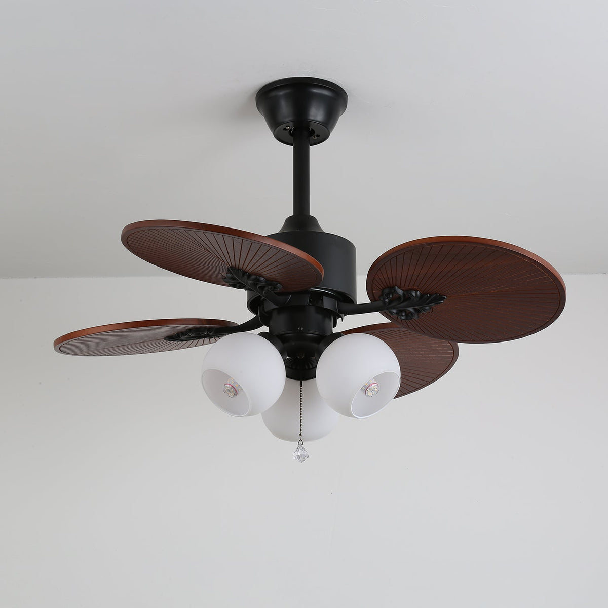 Celiira ventilador de techo con luz Tropical de vidrio