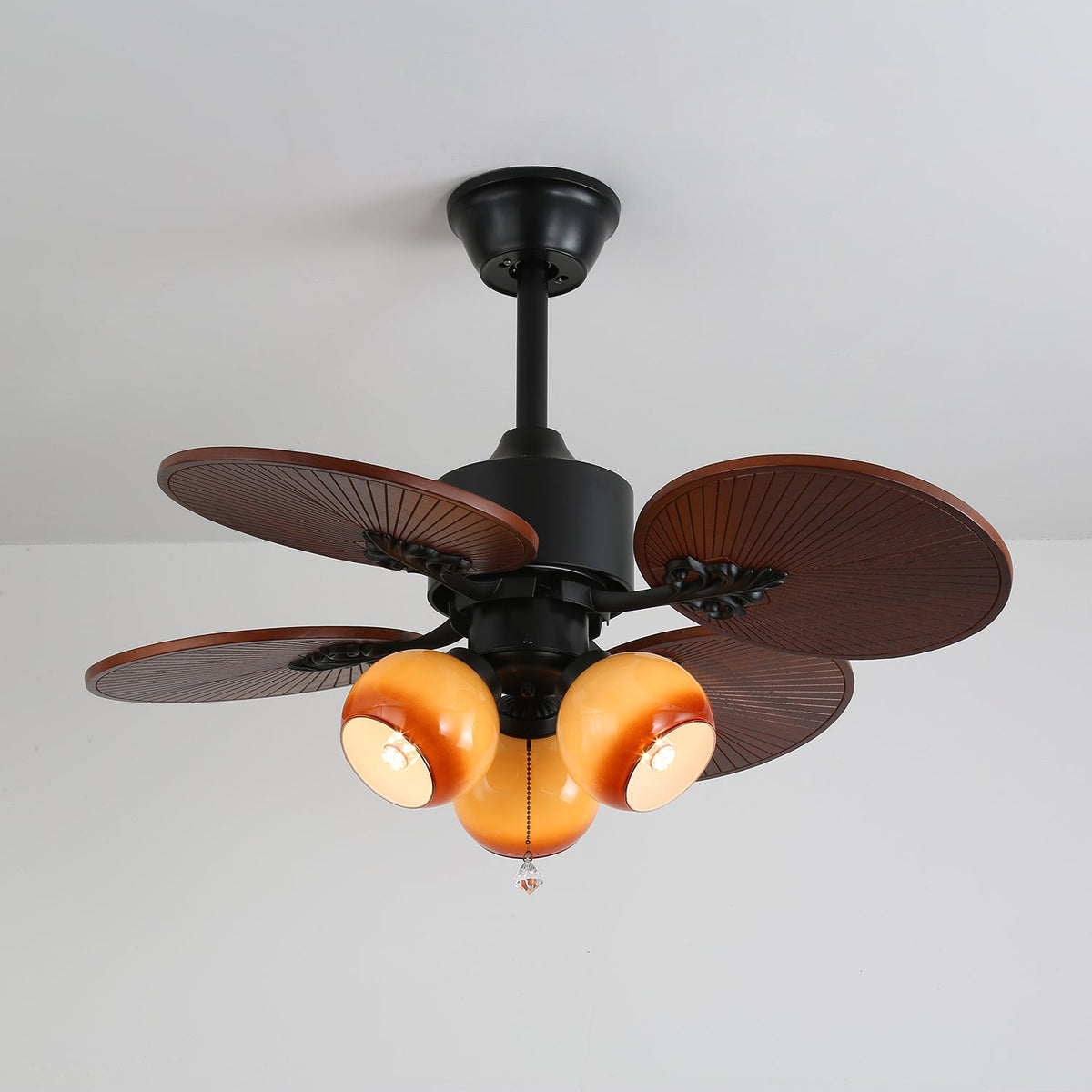 Celiira ventilador de techo con luz Tropical de vidrio