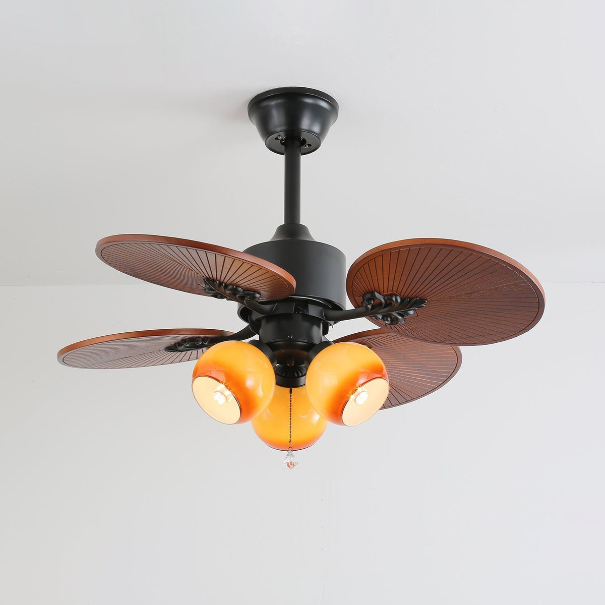 Celiira ventilador de techo con luz Tropical de vidrio