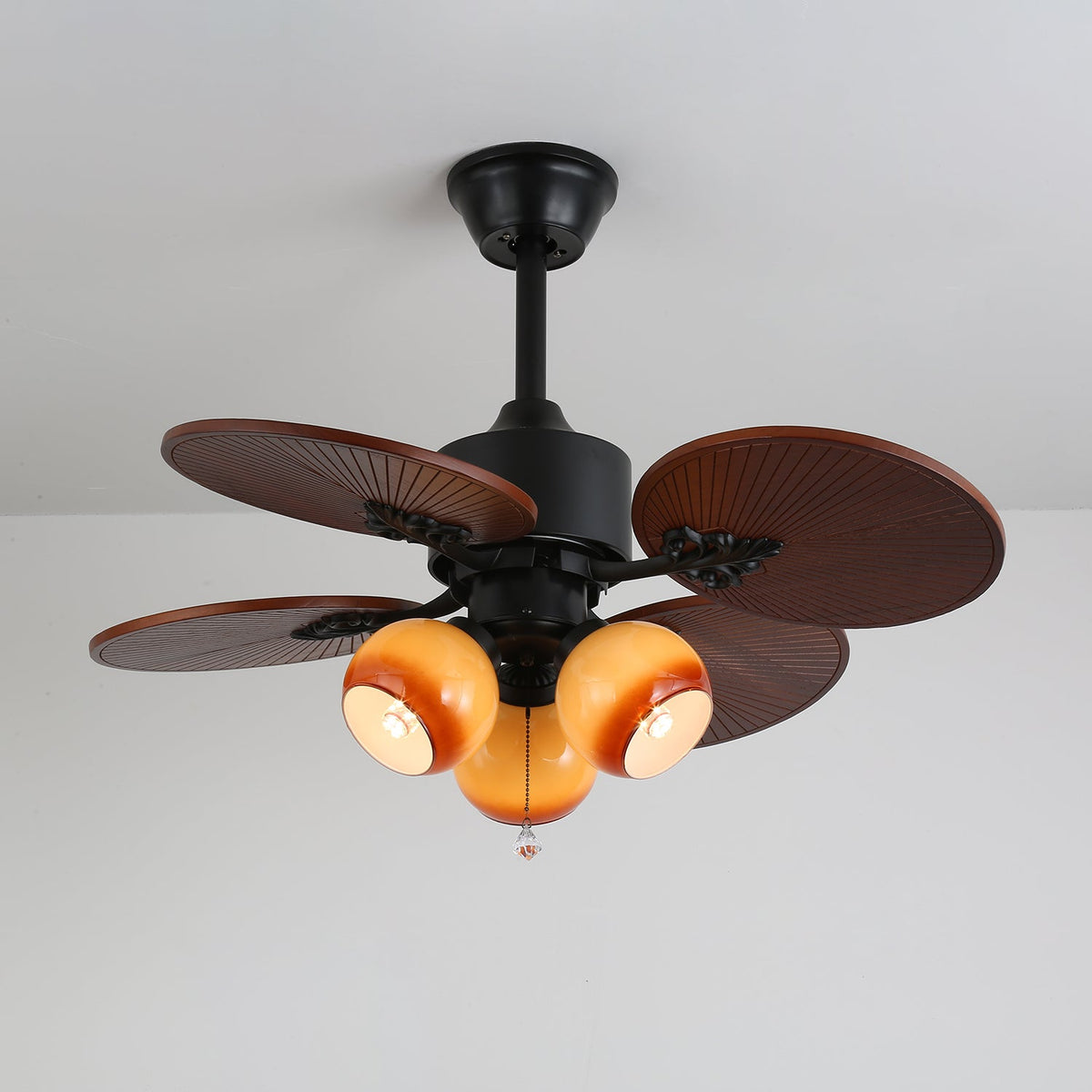 Celiira ventilador de techo con luz Tropical de vidrio