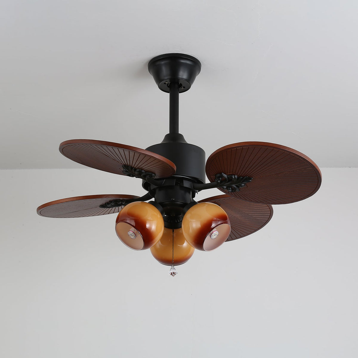 Celiira ventilador de techo con luz Tropical de vidrio