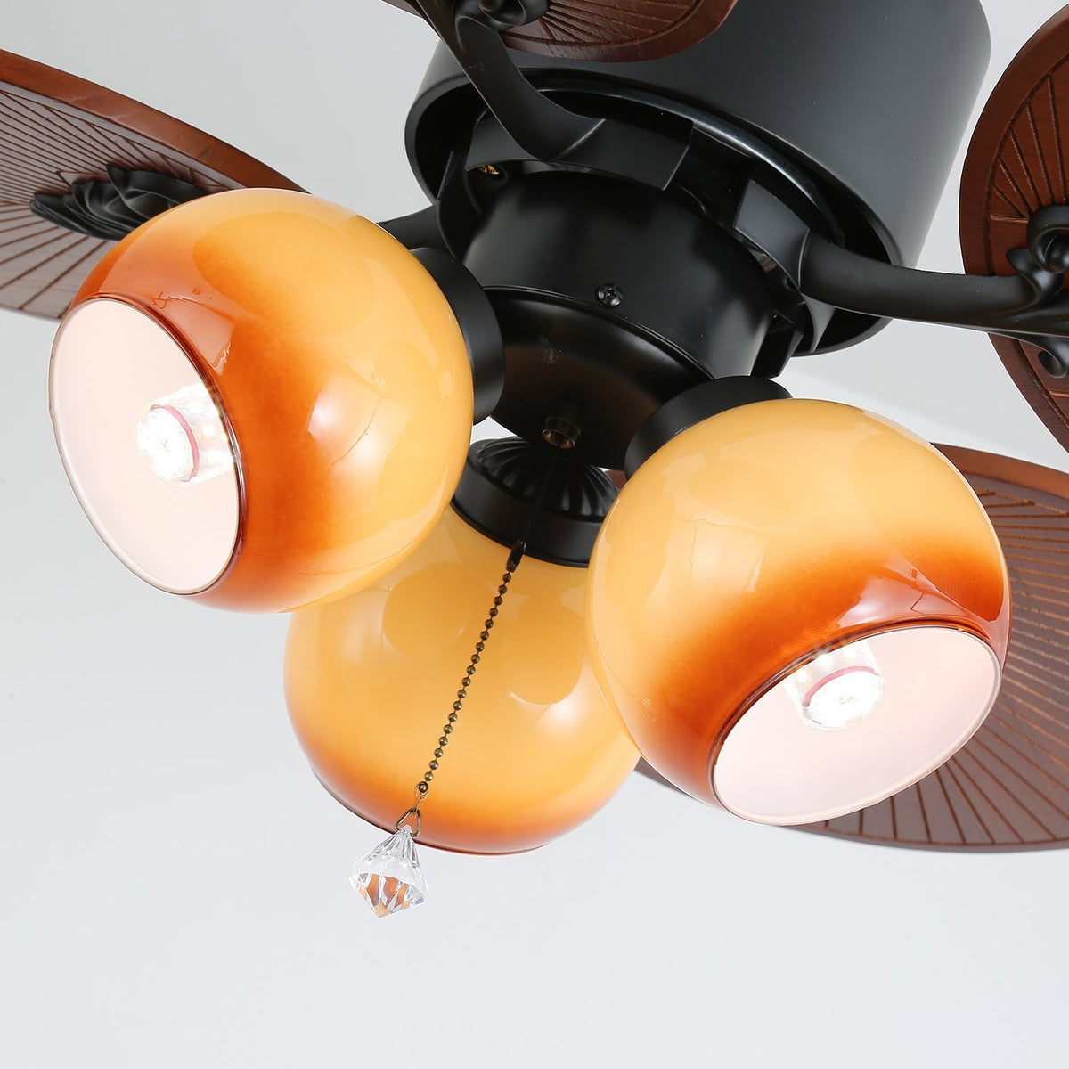 Celiira ventilador de techo con luz Tropical de vidrio