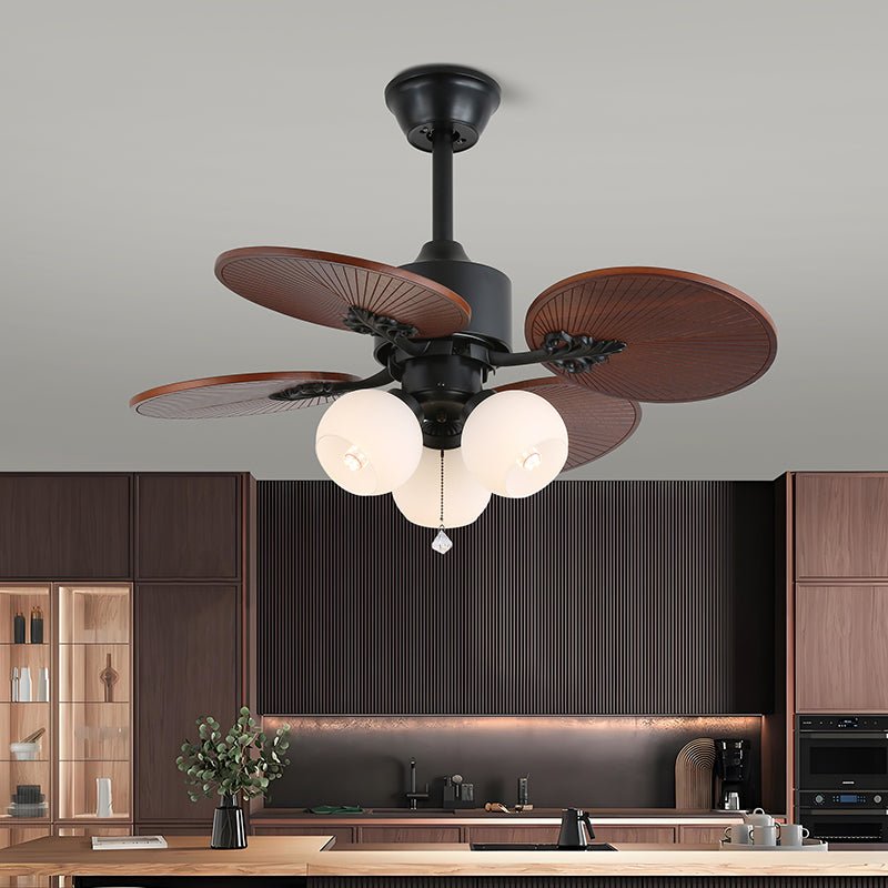 Celiira ventilador de techo con luz Tropical de vidrio