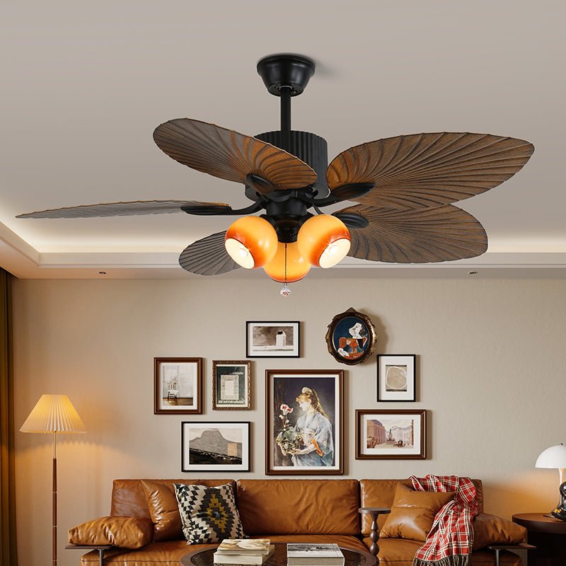 Celiira ventilador de techo con luz Tropical de vidrio
