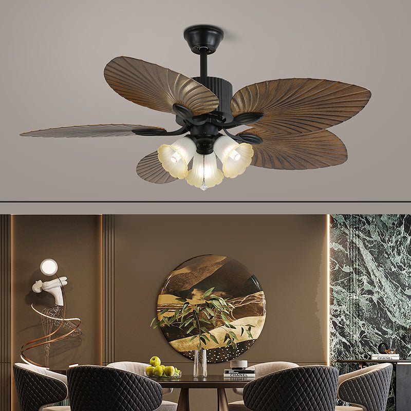 Celiira ventilador de techo con luz Tropical de vidrio