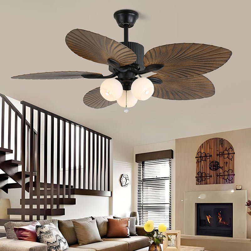 Celiira ventilador de techo con luz Tropical de vidrio