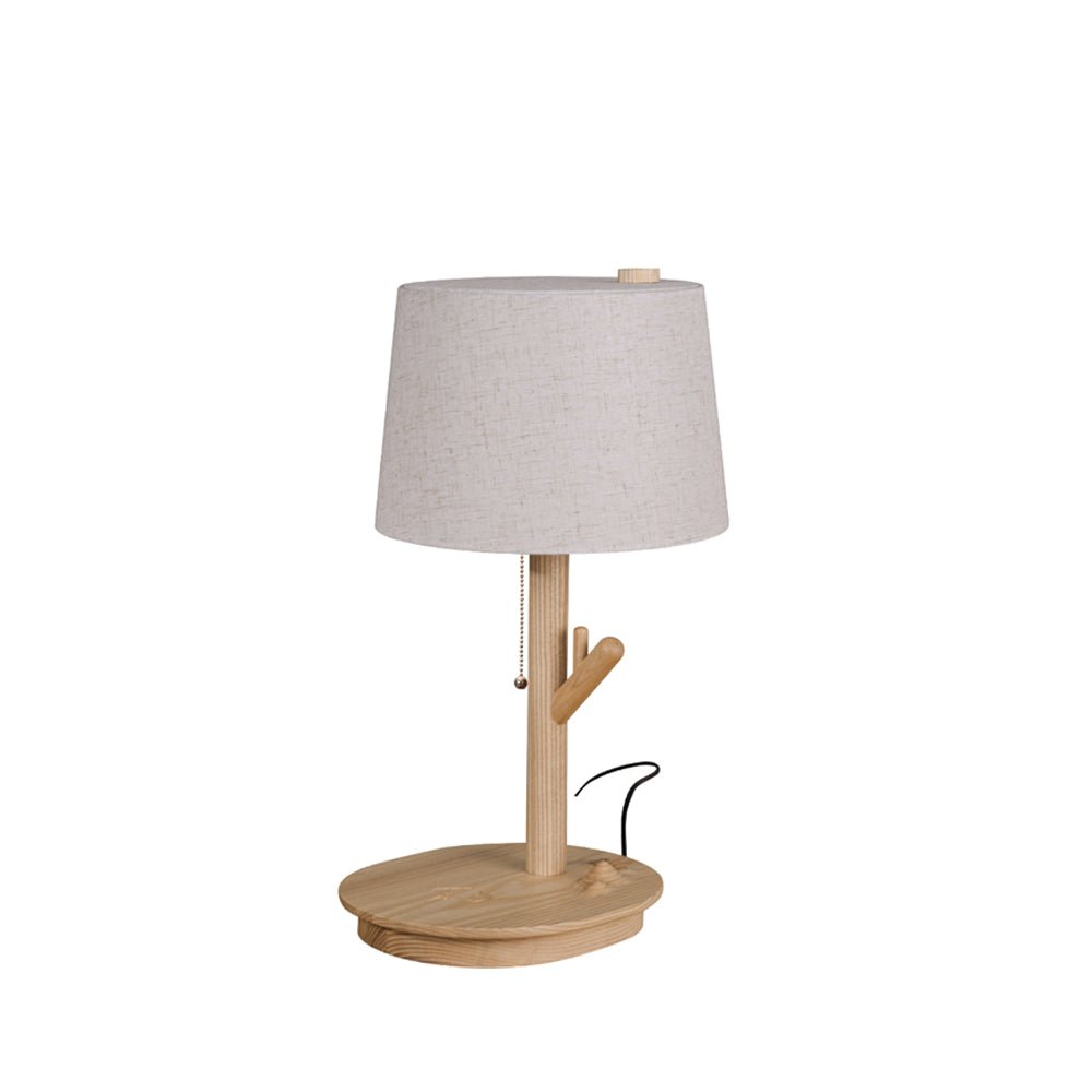 Lámpara de mesa rústica de madera nogal