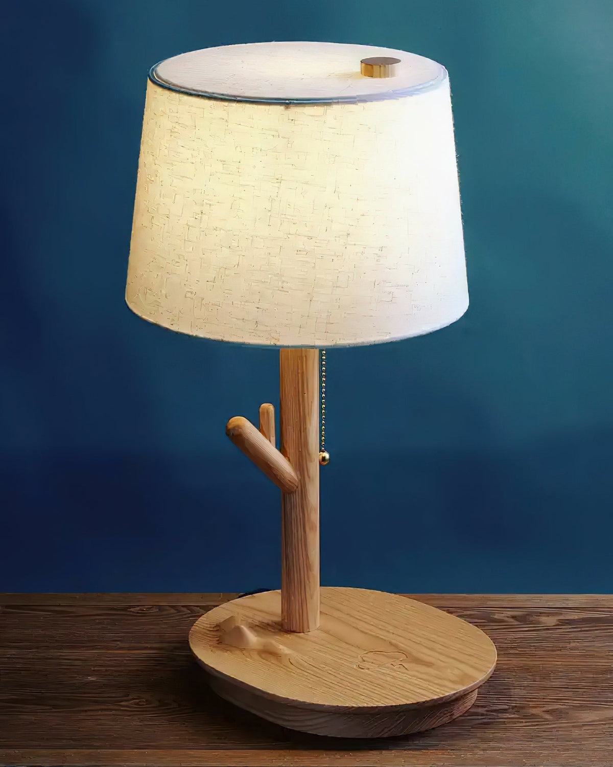 Lámpara de mesa rústica de madera nogal