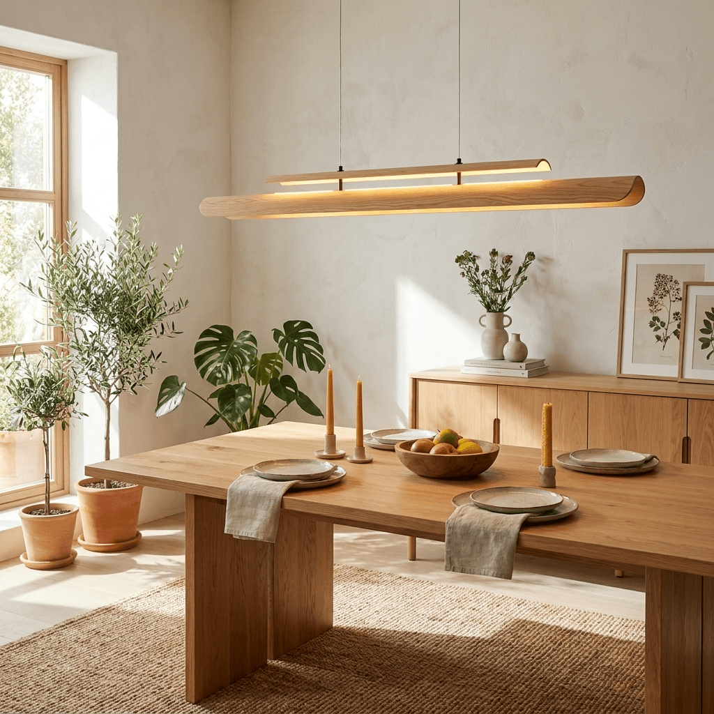 Lignelle lámpara colgante lineal de madera