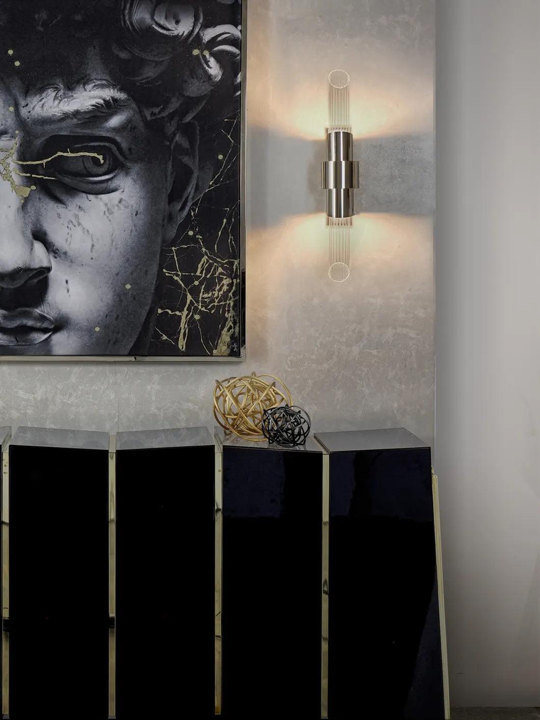 Seluise aplique de pared nórdico pequeño de cristal y metal