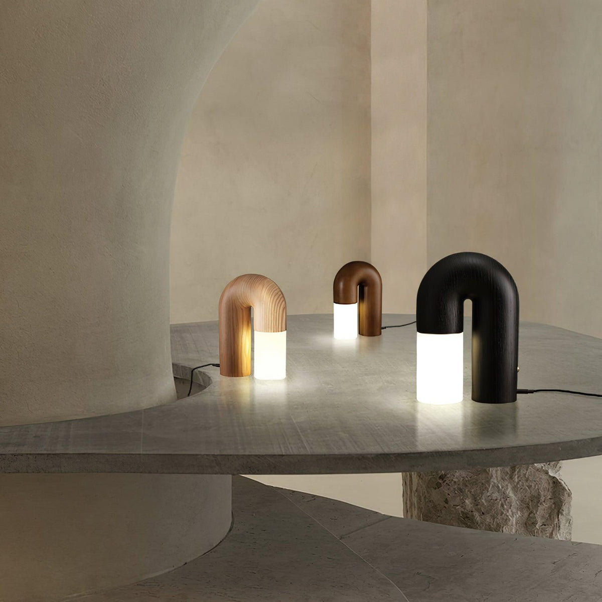 Arch lámpara de mesa de madera