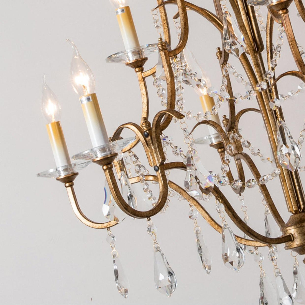 Mirok lámpara de araña de hierro con cristal estilo candelabro vintage