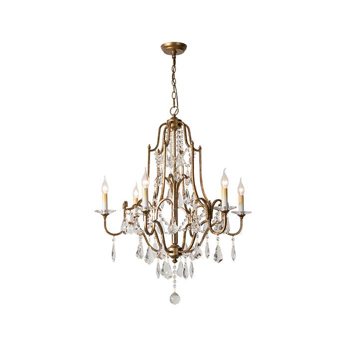 Mirok lámpara de araña de hierro con cristal estilo candelabro vintage