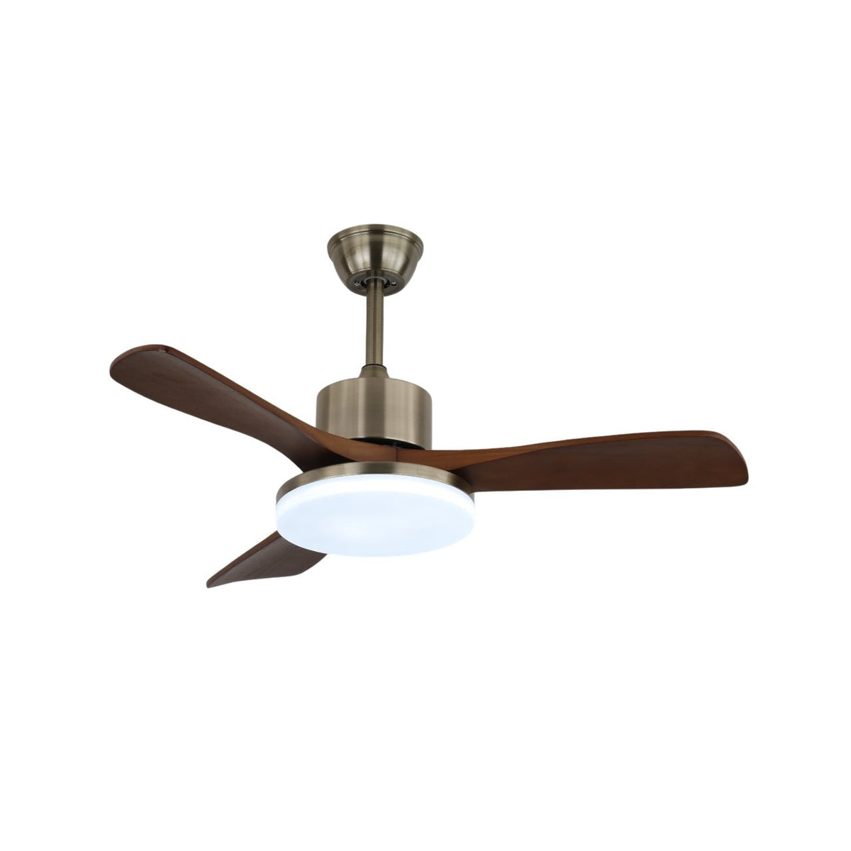 Selora ventilador de techo con luz de latón con hojas de madera
