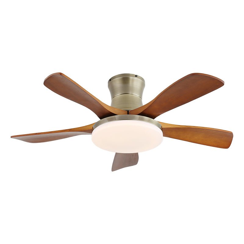 Elveora ventilador de techo con luz moderno de latón y madera