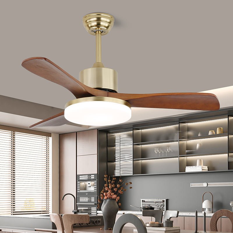 Elveora ventilador de techo con luz moderno de latón y madera