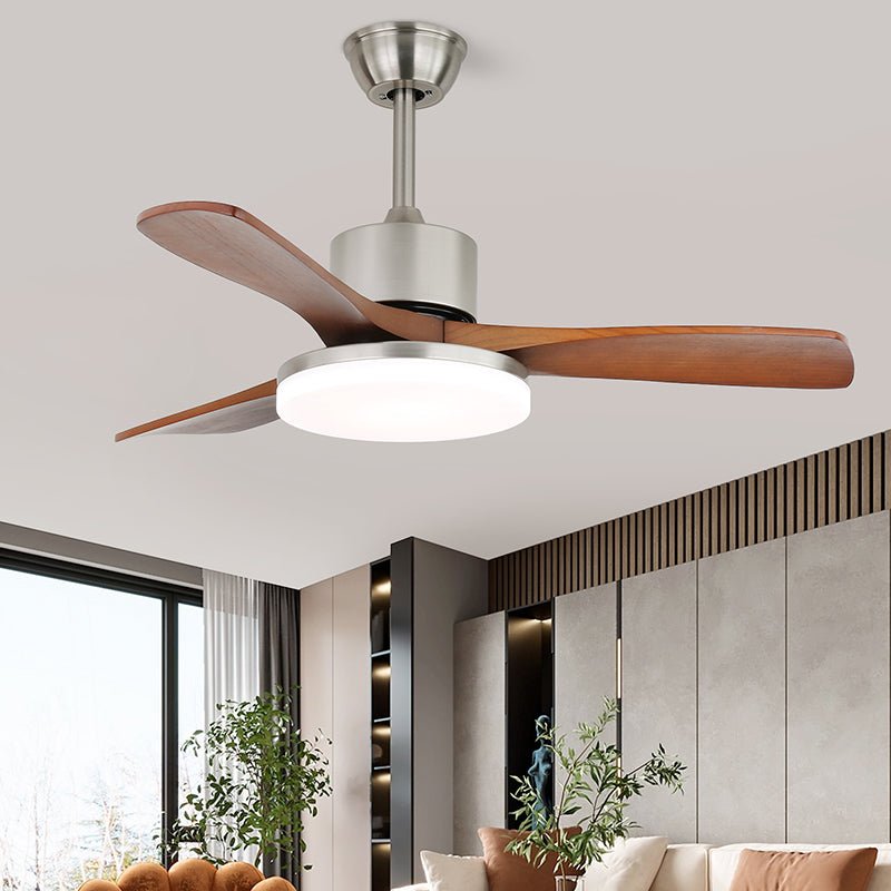 Elveora ventilador de techo con luz moderno de latón y madera