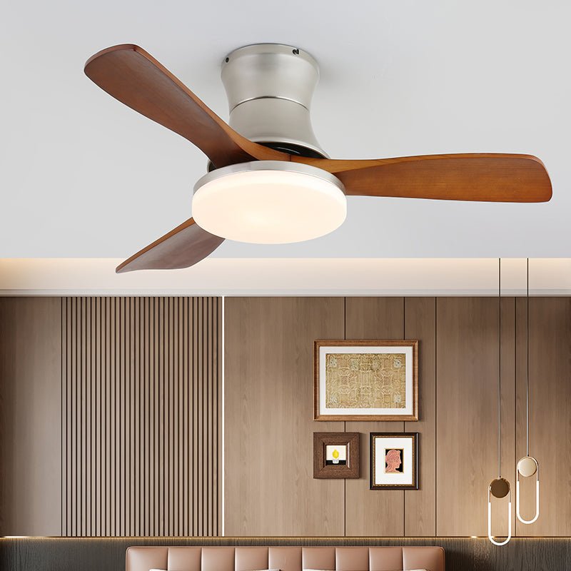 Elveora ventilador de techo con luz moderno de latón y madera