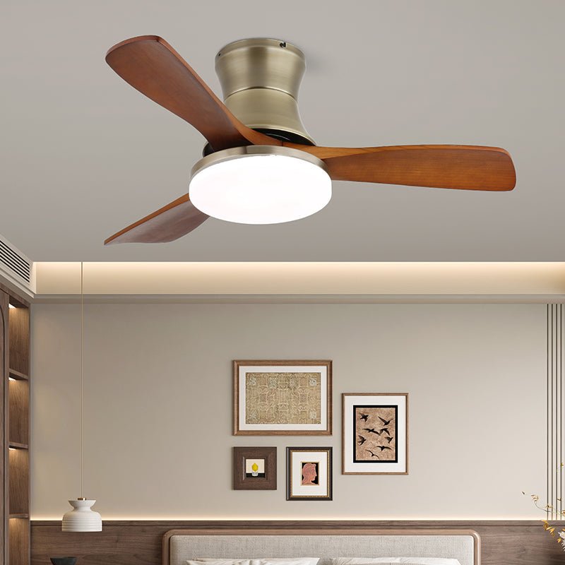 Elveora ventilador de techo con luz moderno de latón y madera