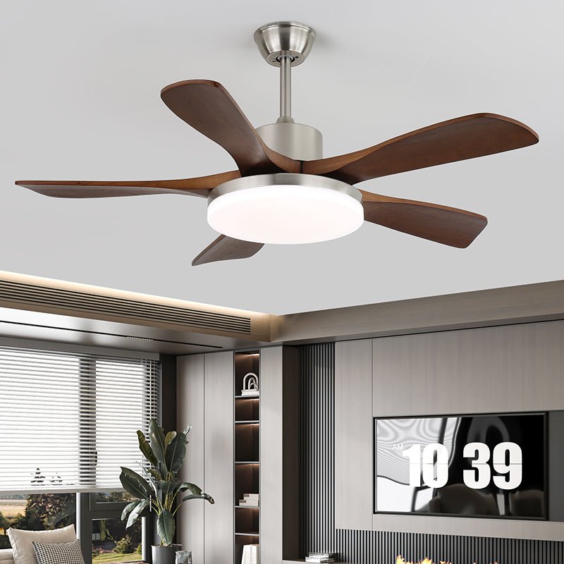 Elveora ventilador de techo con luz moderno de latón y madera