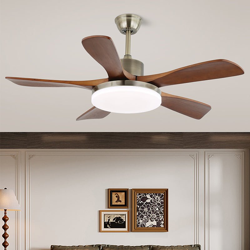 Elveora ventilador de techo con luz moderno de latón y madera