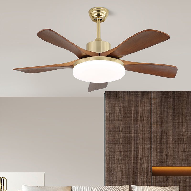 Elveora ventilador de techo con luz moderno de latón y madera