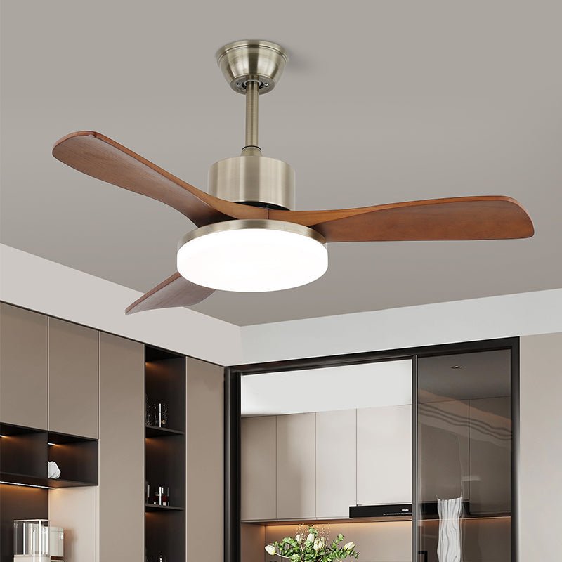 Elveora ventilador de techo con luz moderno de latón y madera