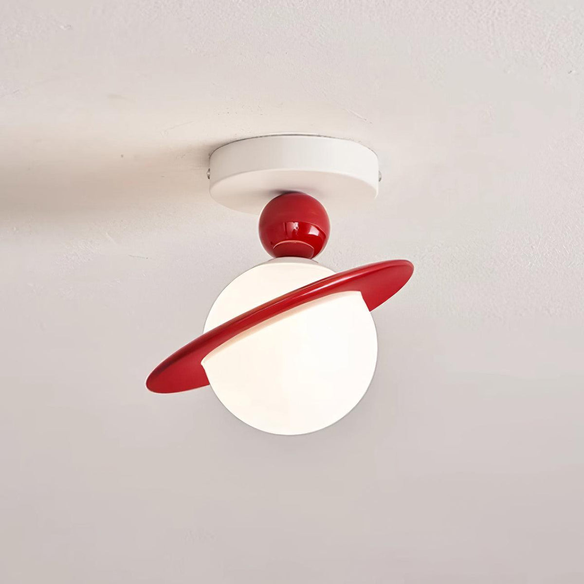 Selvian lámpara de techo roja y blanca Sputnik