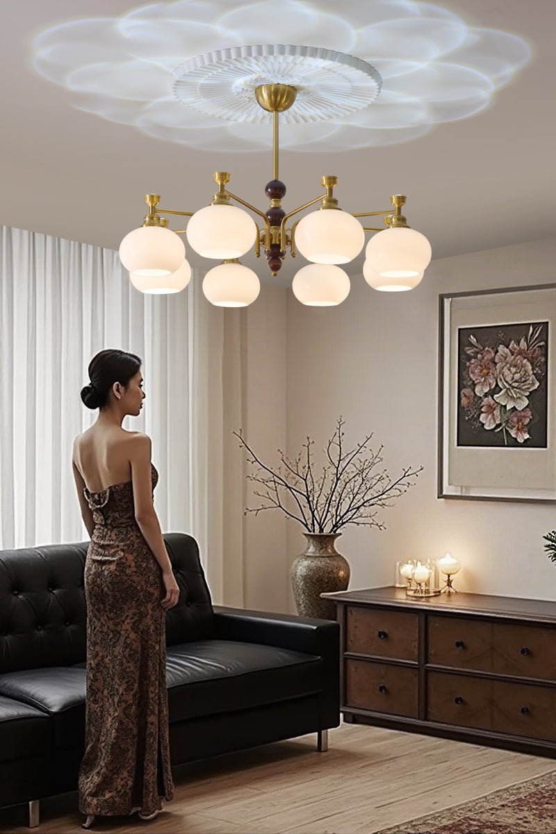 Aursolos lámpara de araña tradicional elegancia madera vidrio