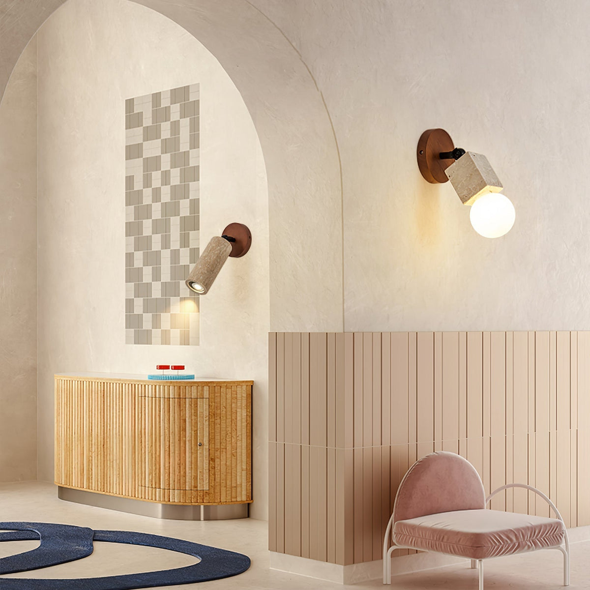 Cesilyra aplique de pared Tubo Cilíndrico travertino