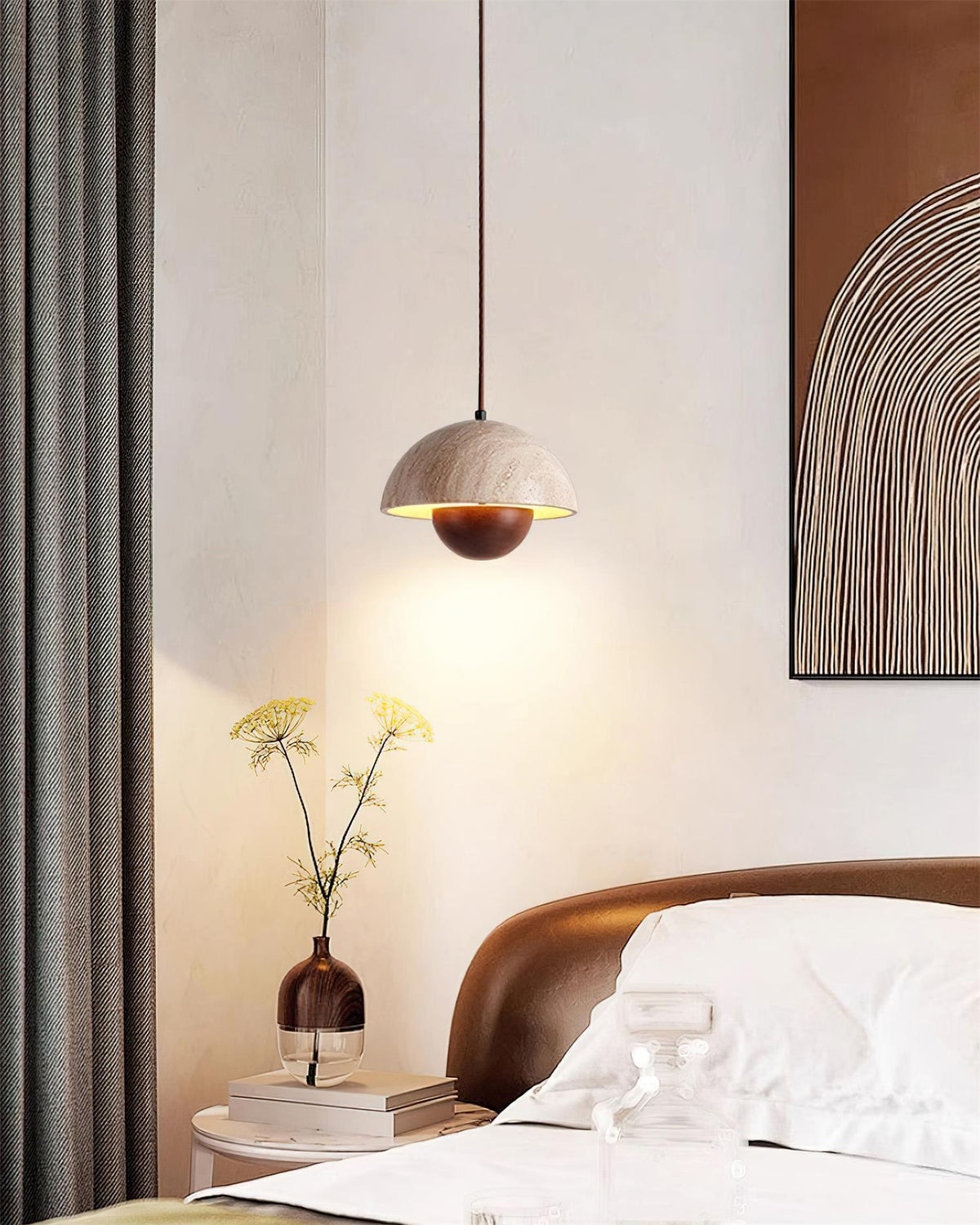 Cadorisra lámpara colgante travertino madera