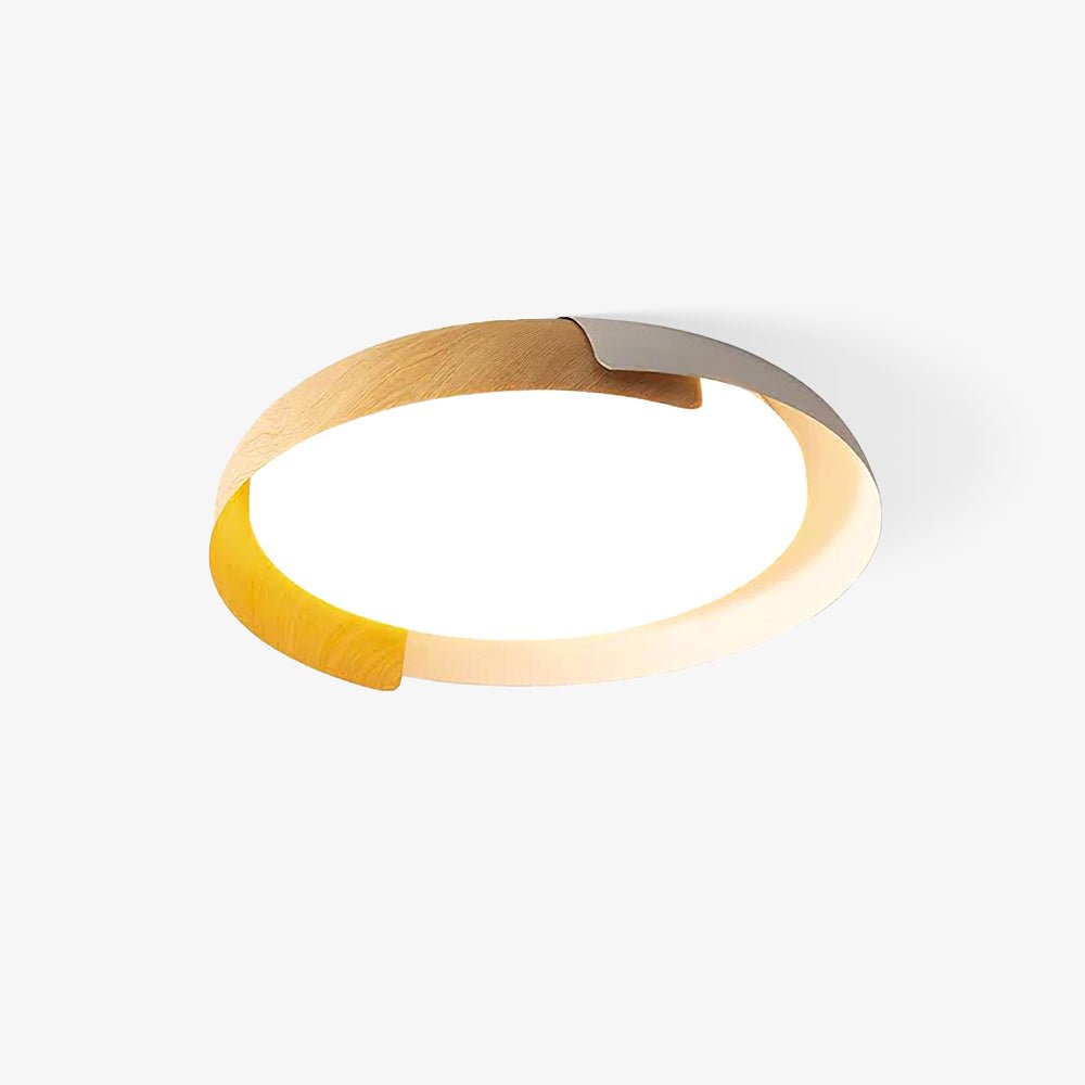 Nomino lámpara de techo redonda de acrílico y madera, estilo minimalista