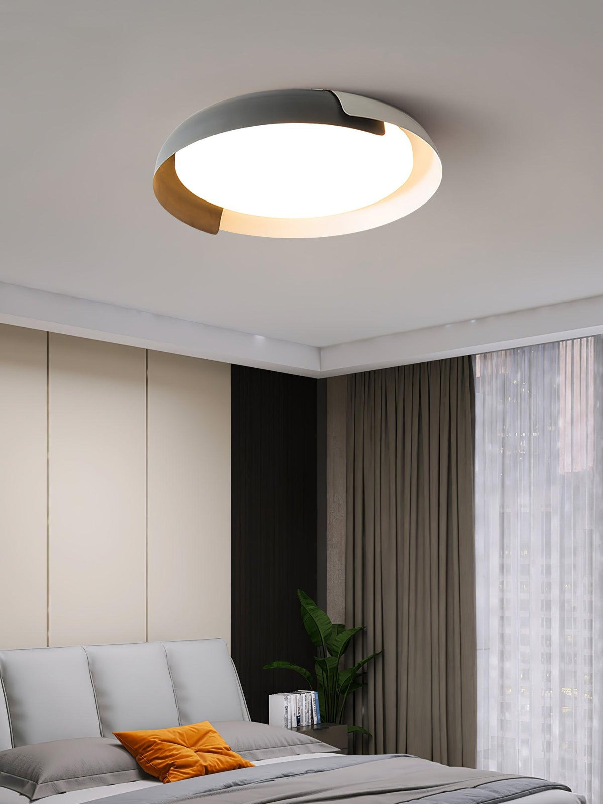 Nomino lámpara de techo redonda de acrílico y madera, estilo minimalista