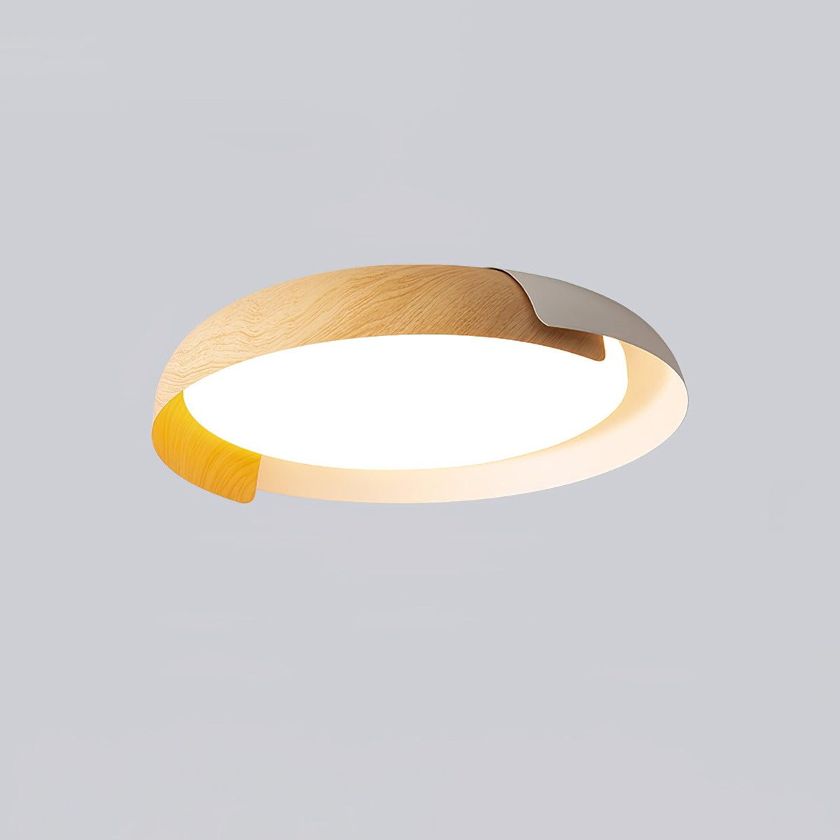 Nomino lámpara de techo redonda de acrílico y madera, estilo minimalista