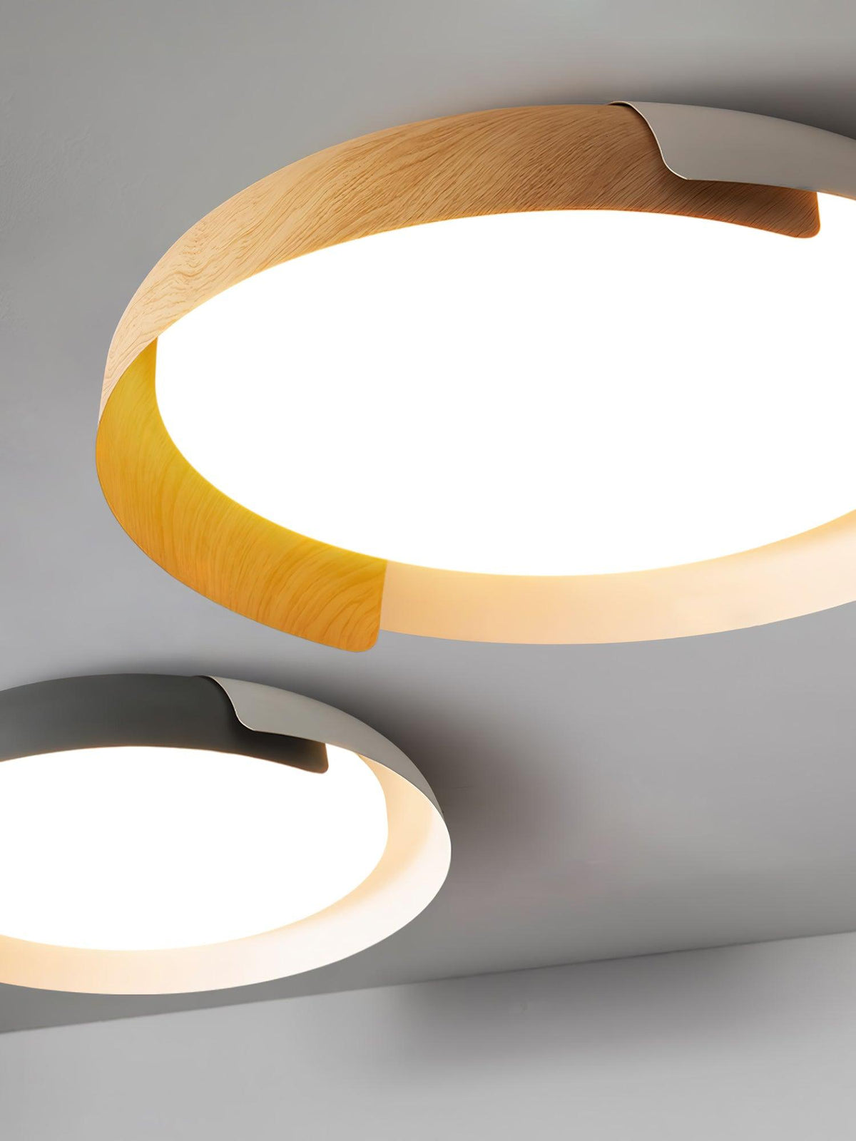 Nomino lámpara de techo redonda de acrílico y madera, estilo minimalista